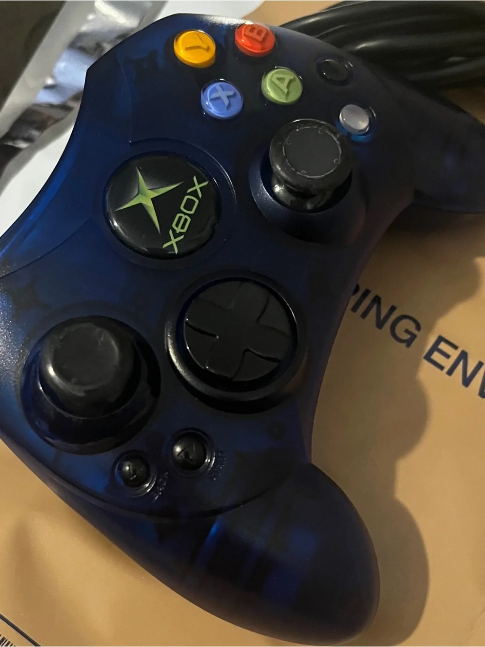 Original OEM Microsoft Xbox Controller Type S Transparent Blue Wired